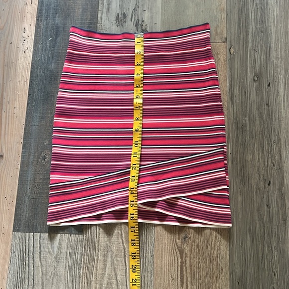 BCBG MAXAZRIA Bright Poppy Multi Ivy Striped Bandage Mini Slim Skirt Size: Small - Picture 7 of 16